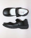 Zapato Negro Escolar con Flor Velcro